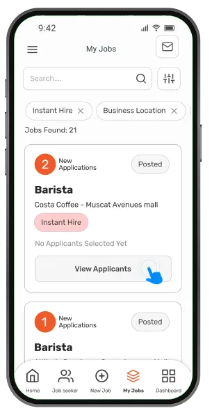 My Jobs – select job