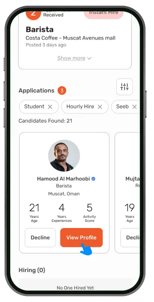 Applications list – review candidate