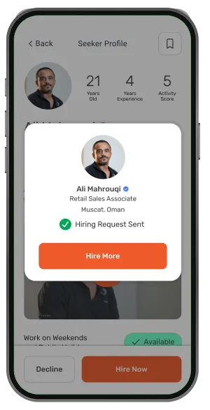 Hiring request confirmation
