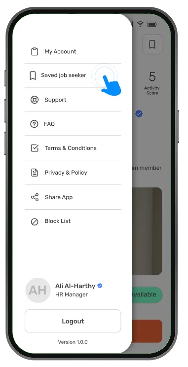 Block List screen – Unblock button