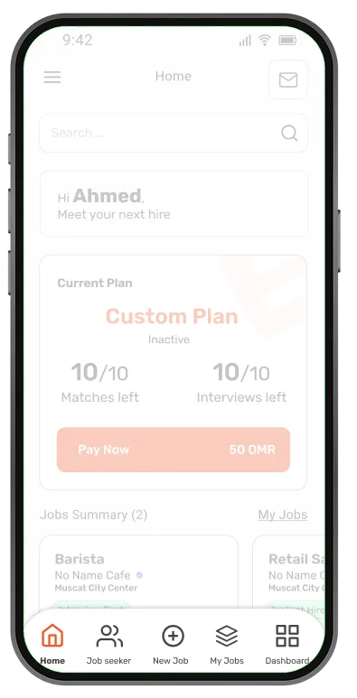 Home screen overview showing Current Plan and Jobs Summary